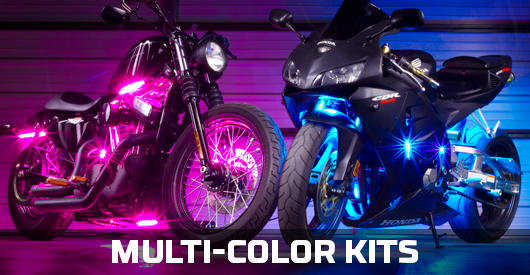 Lights Flash To Music 14pc SoundSync0153; Aura Motorcycle LED Light Kit Multi-Color Accent Glow Neon Strips w/Switch for Cruisers 