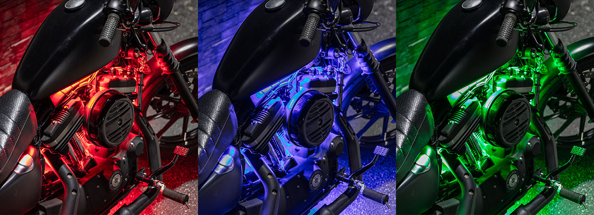 Featured Colors with Advanced Million Color Harley Davidson Sportster Lighting Kit